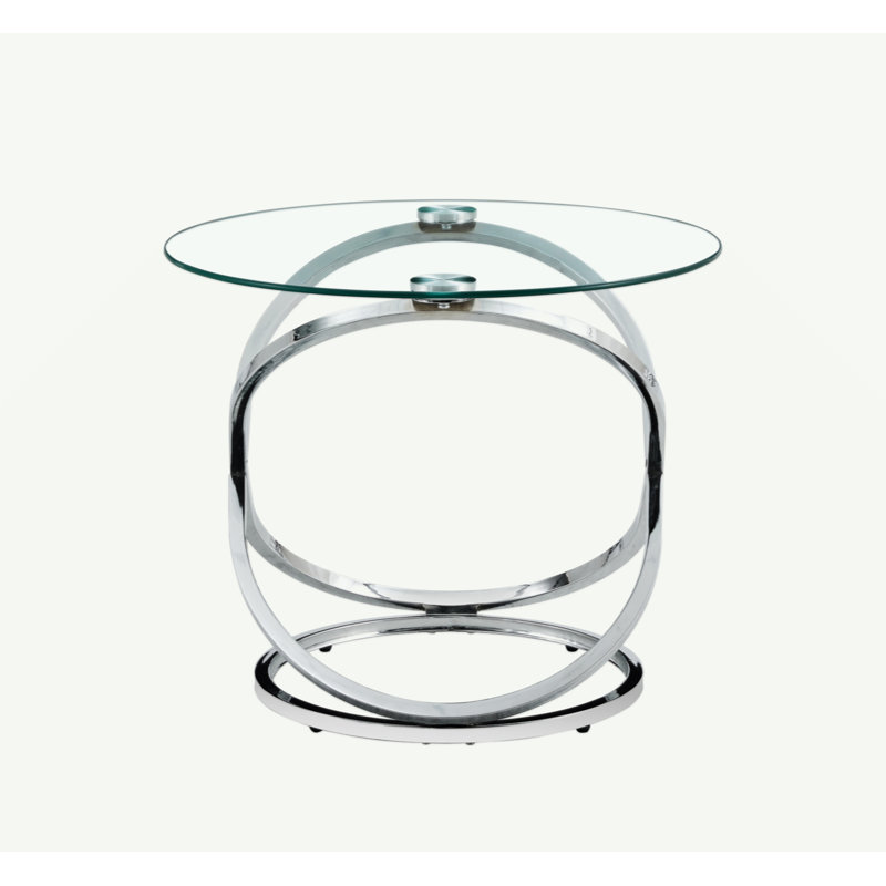Round Glass Coffee Table., Silver