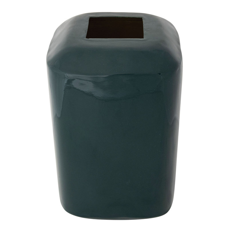 Vase carré en métal émaillé, H 10 po x l 6,25 po x P 6,25 po, Vert