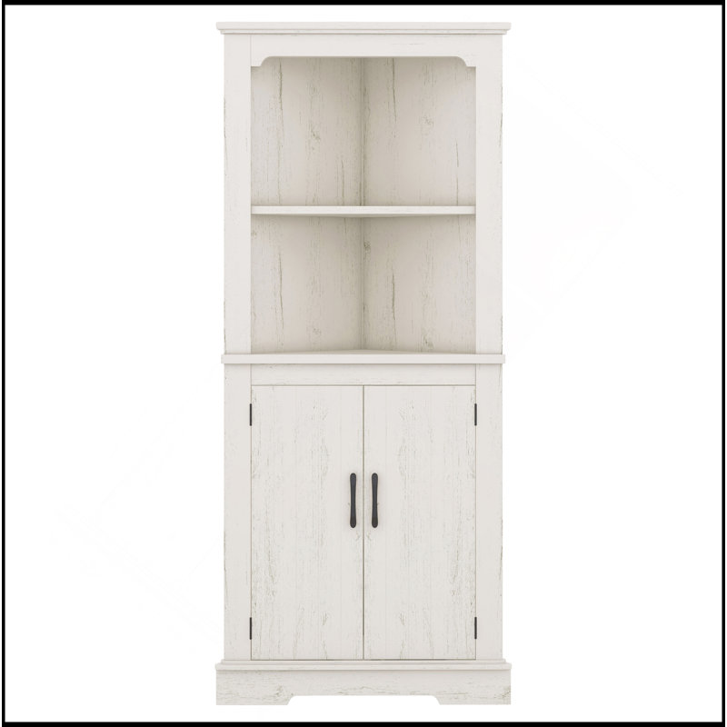 Tall Corner Cabinet With Doors For Living Room, Bathroom,Dining Room Or Kitchen, Beige