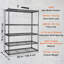 Étagère de rangement réglable à 5 niveaux, capacité de 2 000 lb, étagère de rangement en métal robuste, noire, L 60 po x l 24 po x H 78 po pour garde-manger de cuisine