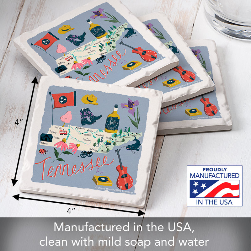 Tennessee Home 4 Piece Tumbled Tile Coasters