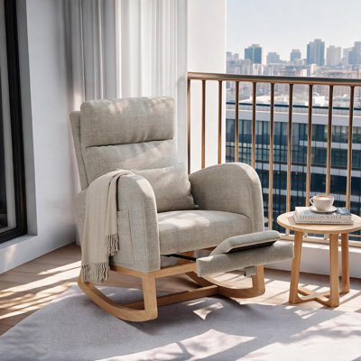 Modern Nursery Rocking Chair, Upholstered Rocking Chair Grey