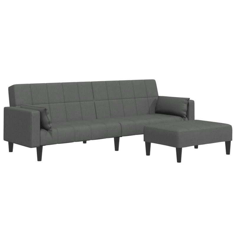  Canapé-lit en polyester gris foncé, bois, plastique 2 places, spacieux, Gris foncé