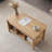 37.8in Rectangular Oak-Colored Particle Board With Bamboo Rattan Weaving, Extendable And Liftable Coffee Table-324061780-324061778