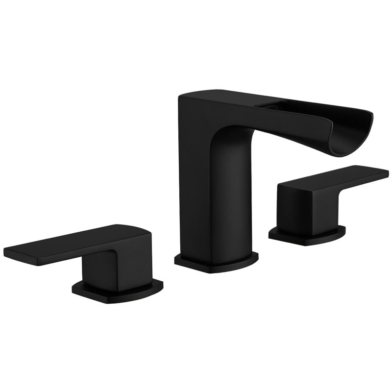 Chute d'eau 8 po Robinet pour salle de bain à poignée double, Noir mat