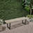 61.75-Inch 3-Seat Soft Gray Acacia Wood Black Metal Outdoor Patio Bench, Rustic Contemporary Style for Garden Use