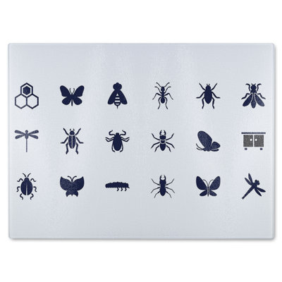 Insect icons Designer Glass Chopping Board