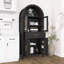 FARMHOUSE STORAGE PANTRY CABINET WITH GLASS DOOR & ADJUSTABLE SHELVES-1653311286