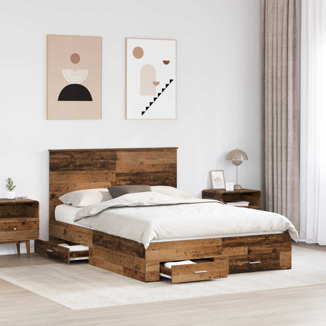 Bed Frame With Drawer Sonoma Oak 140 X 200 Cm Engineered Wood