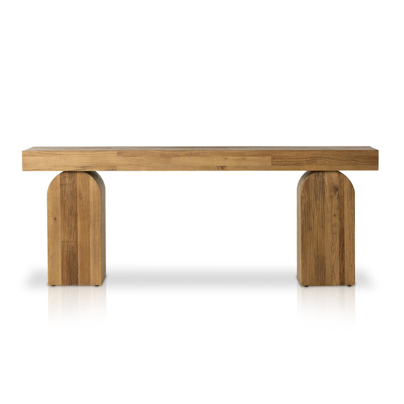 Console en bois massif Juna, Placage d'orme noir