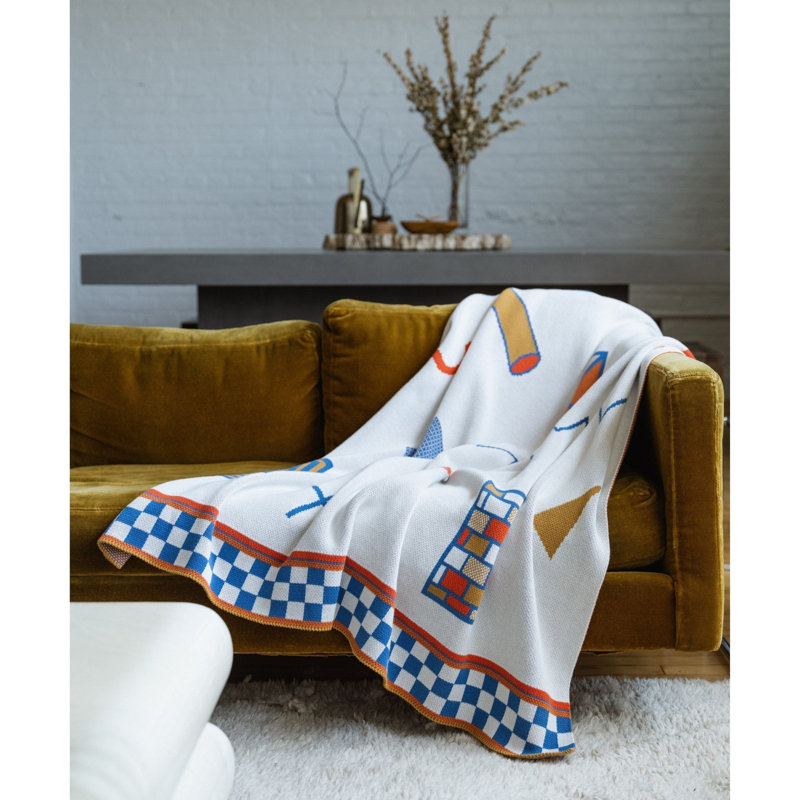 Shapes Throw Blanket, Primary, Organic Cotton