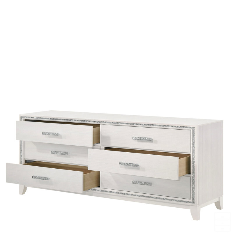 Commode double à 6 tiroirs Festus, Blanc
