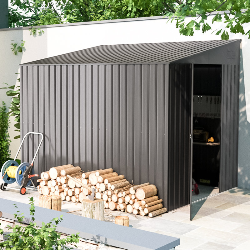 Remise de rangement en métal l 6 pi x P 8 pi, Gris foncé