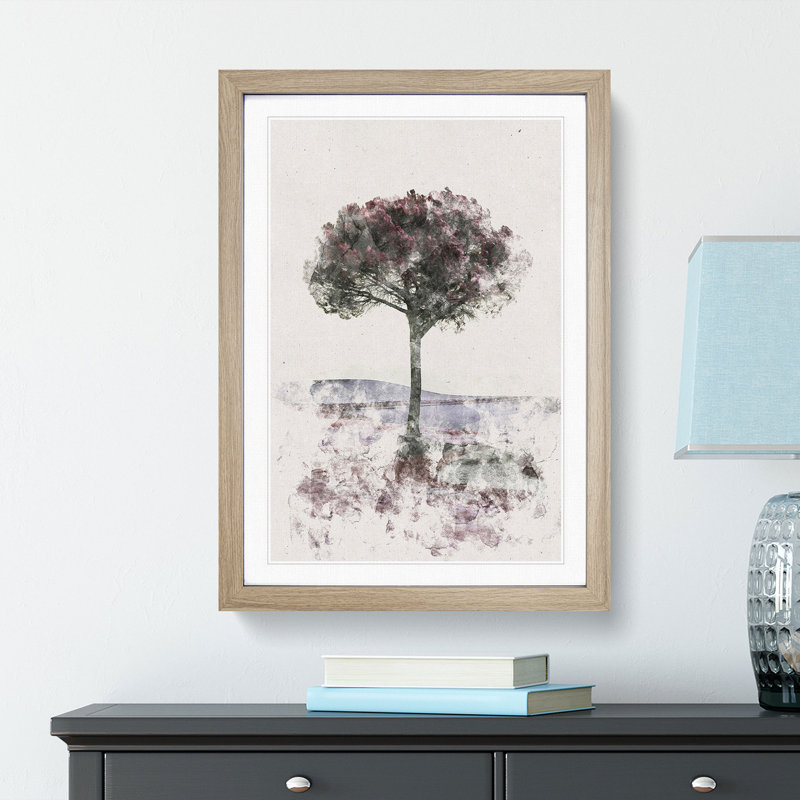 Tree in Tuscany Italy - Framed Print, 87cm H x 62cm W x 2cm D, Oak Framed