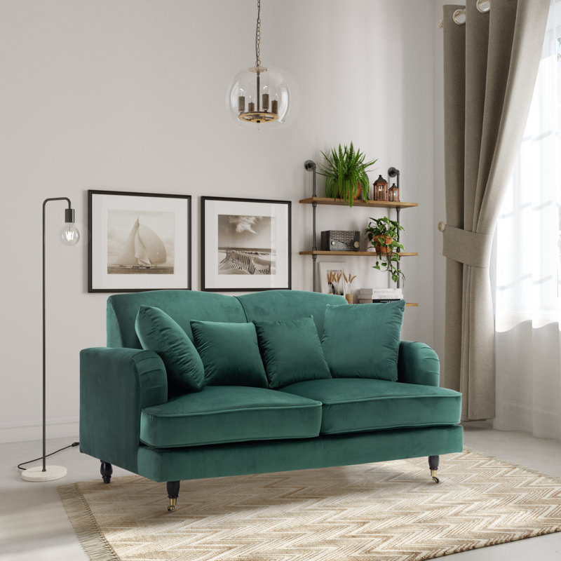 Penermon 150Cm Roll Arms Sofa, Emerald Green Velvet, 2