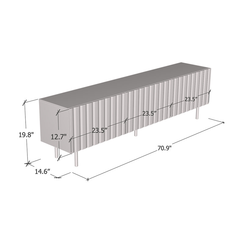 Watford 70.9" Modern TV Stand with High Gloss Finish, White