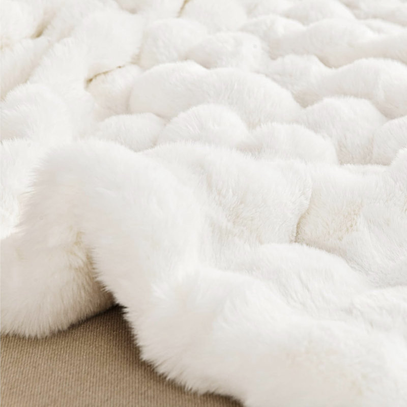 Jeté réversible Haalan Cozy, Lit simple,  White