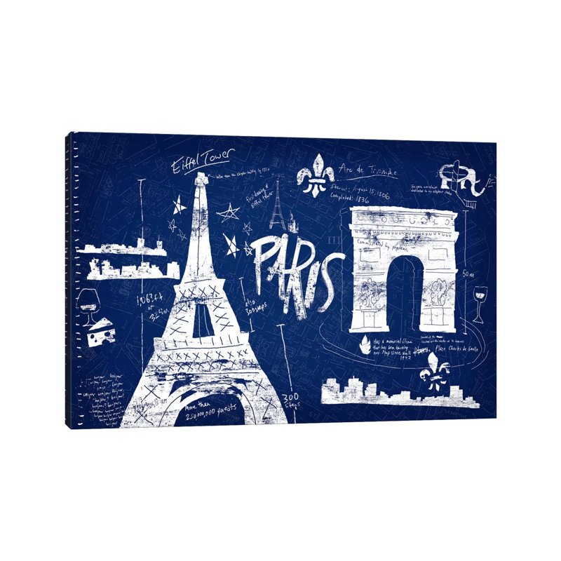Paris Blue 1 Piece Wrapped Canvas Painting, 66.04 cm H x 45.72 cm W x 1.91 cm D