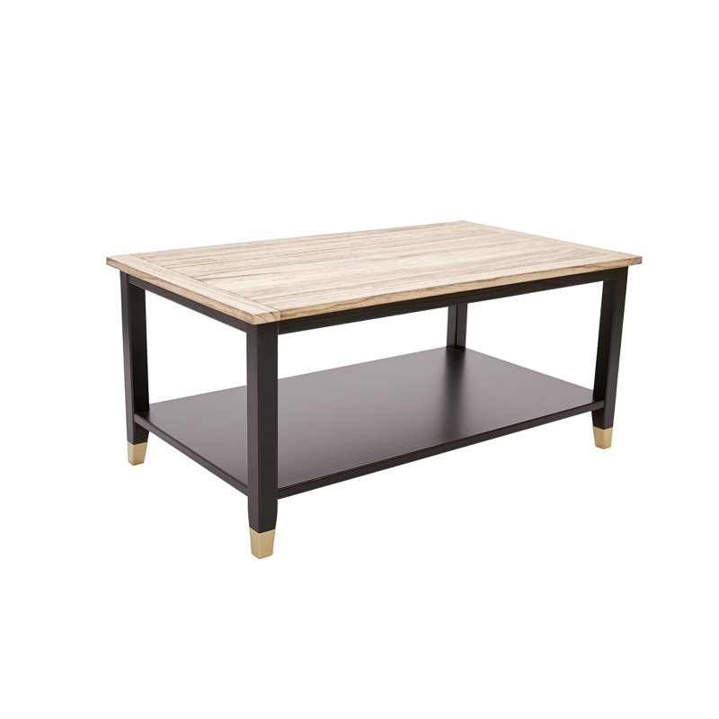 Athina Frame Coffee Table with Storage, Black, Natural