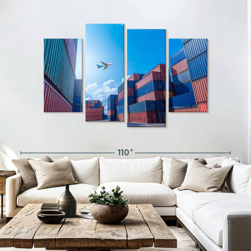 Mehar Airplane Over Cargo Warehouse, 54" H x 84" W