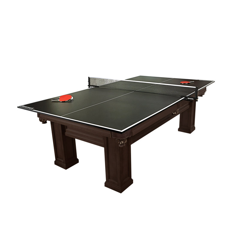 Brunswick CT8 Table Tennis Conversion Top - Black Laminate with Foam Padding, Net, Paddles & Balls, Warp-Resistant Design