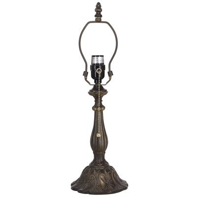 Table Lamp Base Replacement Only, Wide 6 Height 18 Inch, Fit for 8, 10, 12 Inch Tiffany Style Stained Glass Lampshade, Dark Bronze Finish,Resin, Push Switch On Cord