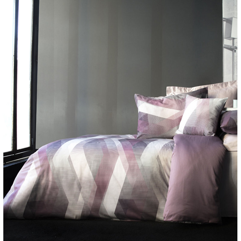 Ensemble de housse de couette 100% coton Aat rose / crème / gris 3 pièces