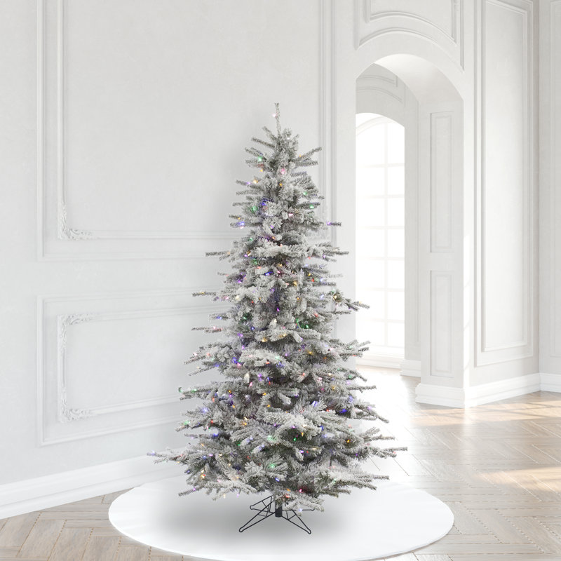 Sierra Flocked Fir Artificial Christmas Tree with Multicolored Light, 6.5' H