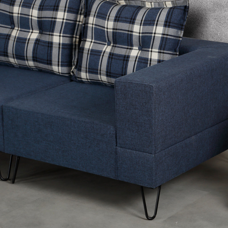 Canapé rembourré 78,7 po Gennadius, Polyester à 100 % bleu foncé