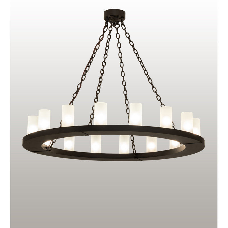 Loxley 48" Black Glass Wagon Wheel Chandelier