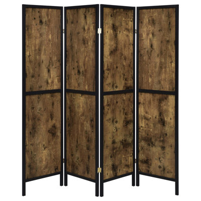 Style 4 Folding Screen, Antique Nutmeg Colored, Separates Spaces In A Rustic Retreat With And Modern Blend, Pine Engineered Veneer Bedroom,