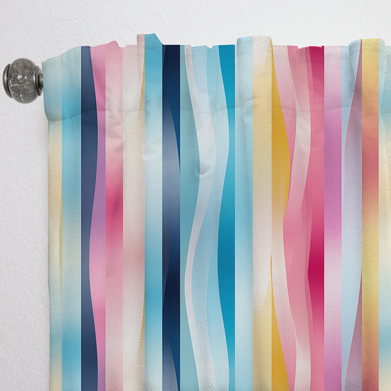 Motif à rayures arc-en-ciel Boho - Rideau rayé - Rideau rayé obscurcissant - 1 panneau, L 52 po x L 63 po
