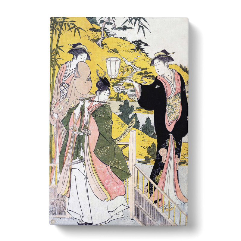 Yoshitsune Serenading Jorurihime by Torii Kiyonaga - Wrapped Canvas Print, 60cm H x 40cm W x 3cm D