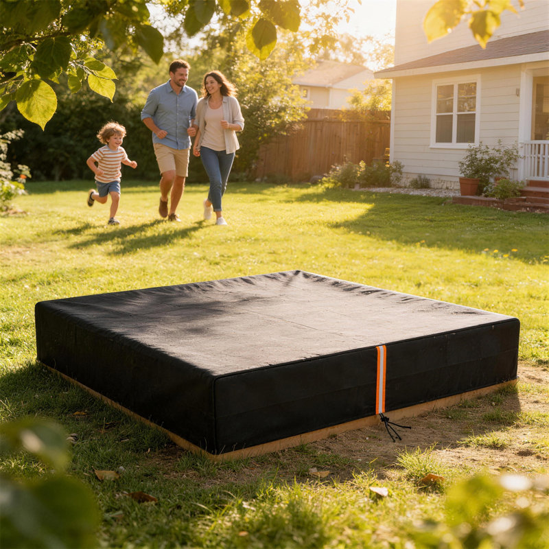 AIYAPLAY Sandbox Cover Square Sandpit Cover Waterproof, 20cm H x 125cm W x 125cm D