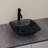 16 in. x 16 in. Black Clear Glass Rectangular Vessel Basin Glass Circular Bathroom Sink with Black Pop-up Drain