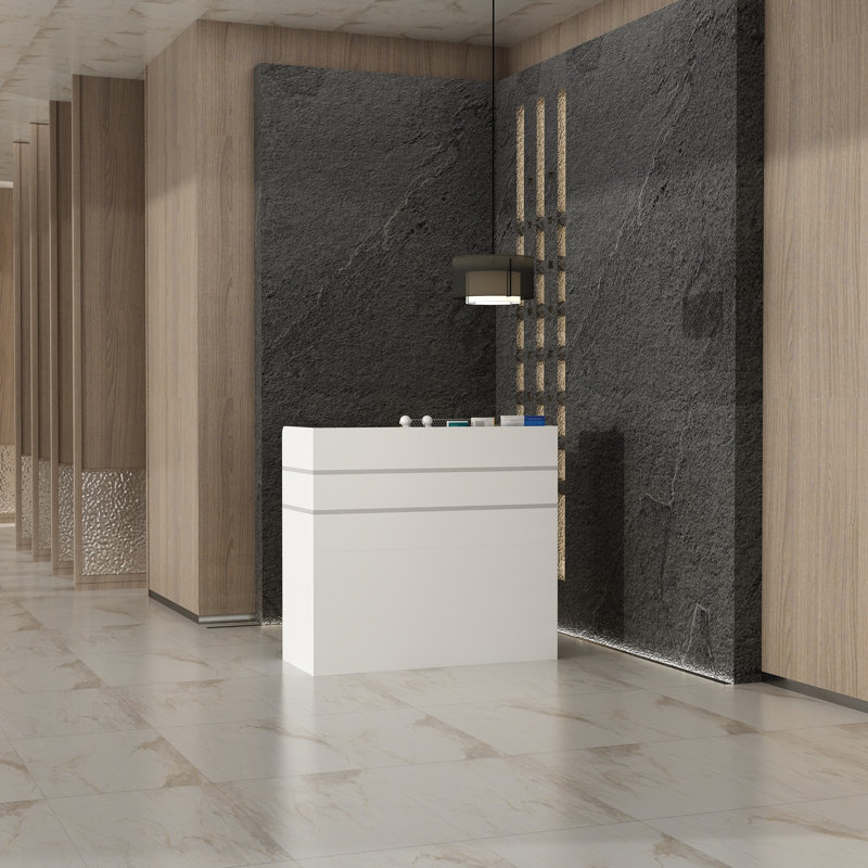 Modern Dual-Color Reception Desk With Storage And Sleek Design