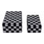 Latiara - Boîtes de rangement en résine et tissu de bois à texture pyramidale, damier, bureau à domicile, ensemble de 2 - 5 ", 4" noir et blanc
