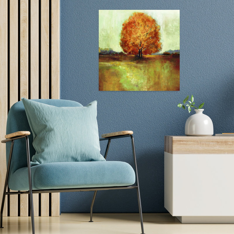 Champ de rêves, art abstrait contemporain d'automne, H 18 po x l 18 po