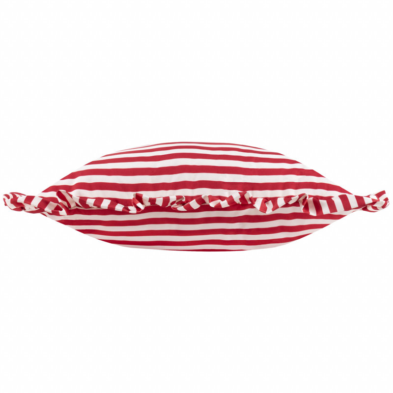 Millie Ruffle Indoor / Outdoor Striped Square Cushion, Pillow Cover Only - No Insert, Red