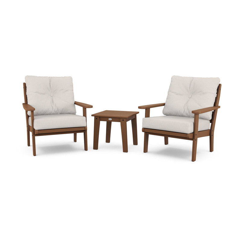 Lakeside 3-Piece Deep Seating Chair Set, Dune Burlap , Teak