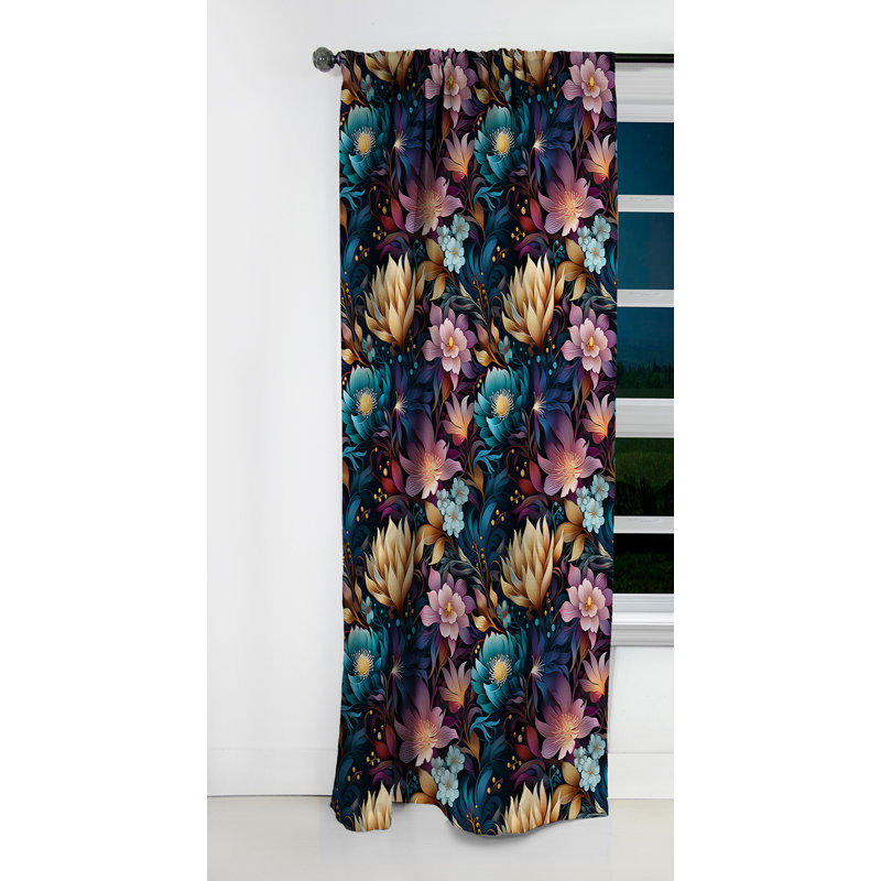 Motif marocain Boho Motif V - Rideau floral - Rideau occultant floral - 1 panneaux, L 52 po x L 108 po