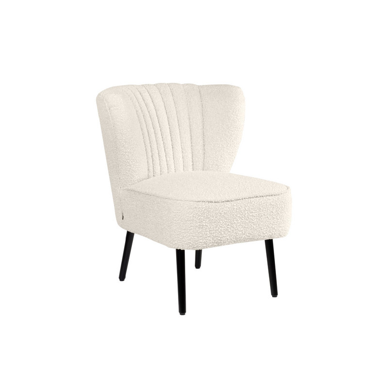 Chaise d'appoint rembourrée Aamiyah, Polyester crème bouclé