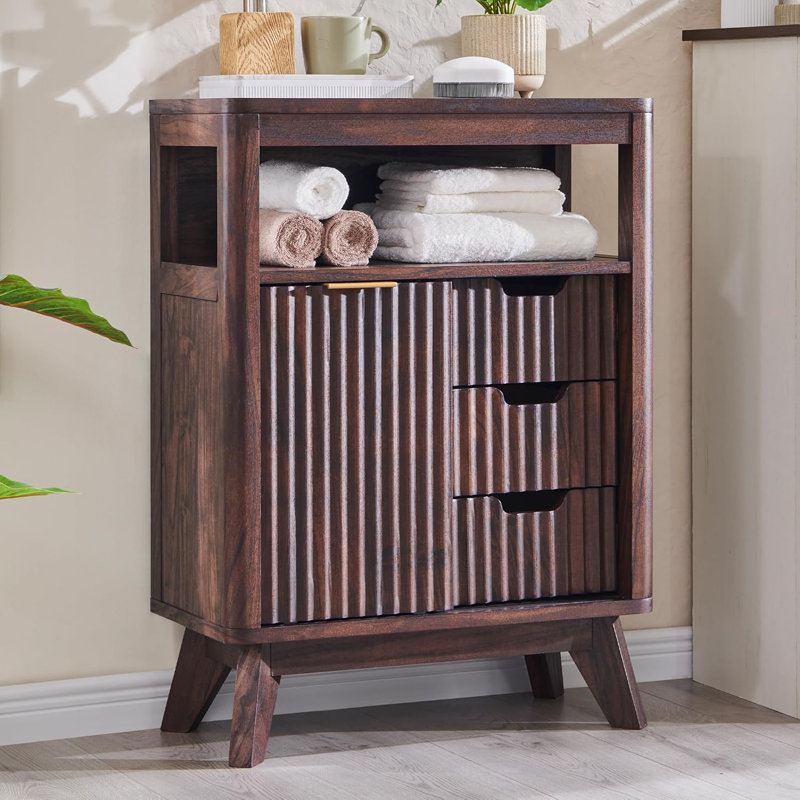 Armoire de salle de bain avec porte coulissante Rayleigh, Noyer