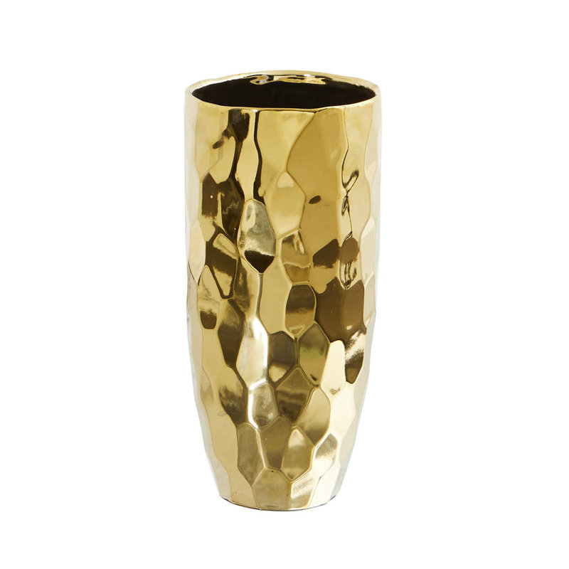 Cevahir Ceramic Table Vase, Gold, 10" H x 5" W x 5" D