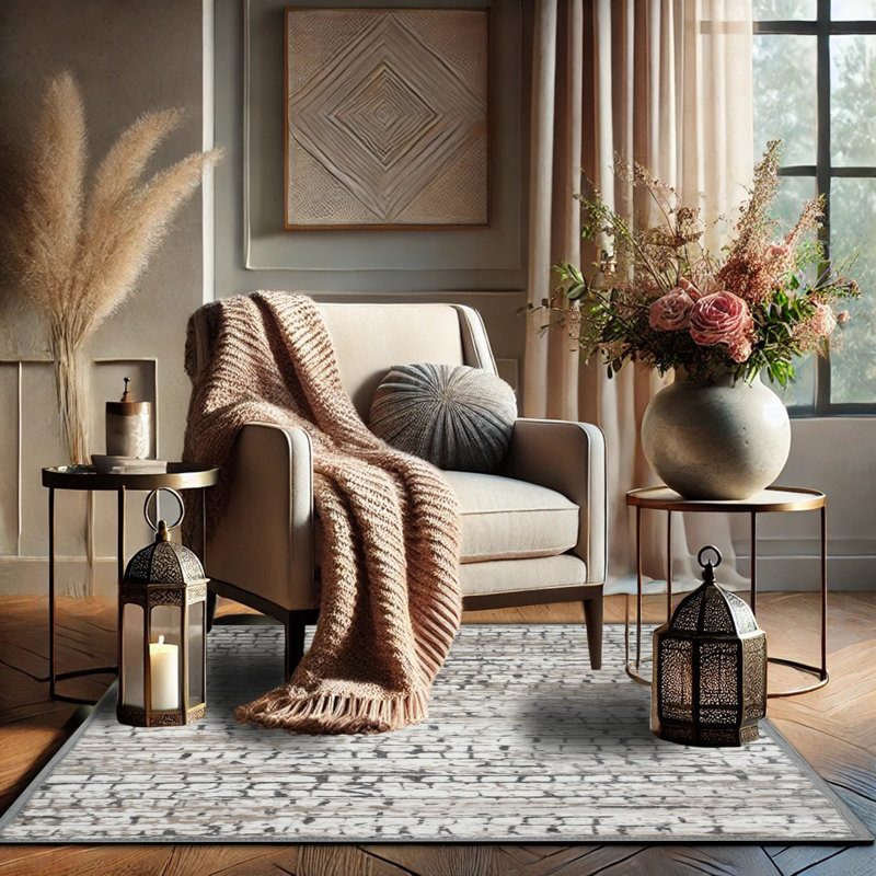 Bibb Home Washable Flannel Printed Area Rug with Latex Back, Rectangle 2' x 3'