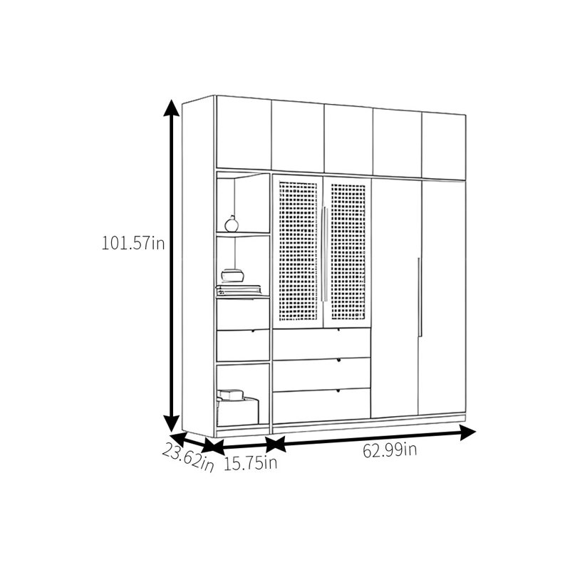 Garde-robe simple et pratique, H 101,57 po x l 78,74 po x P 23,62 po