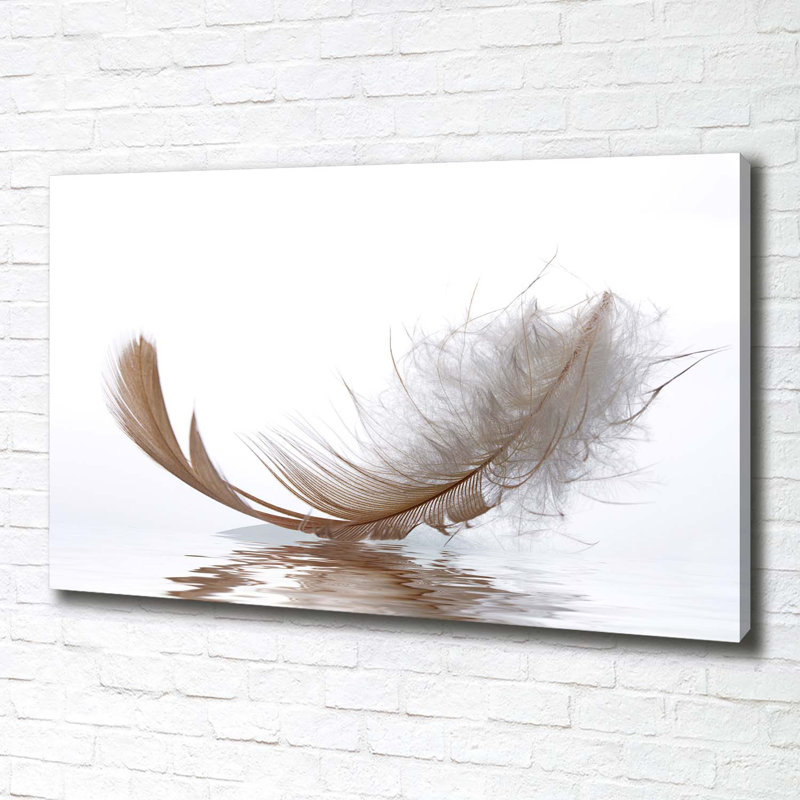 Feather On The Water - No Frame Print on Canvas