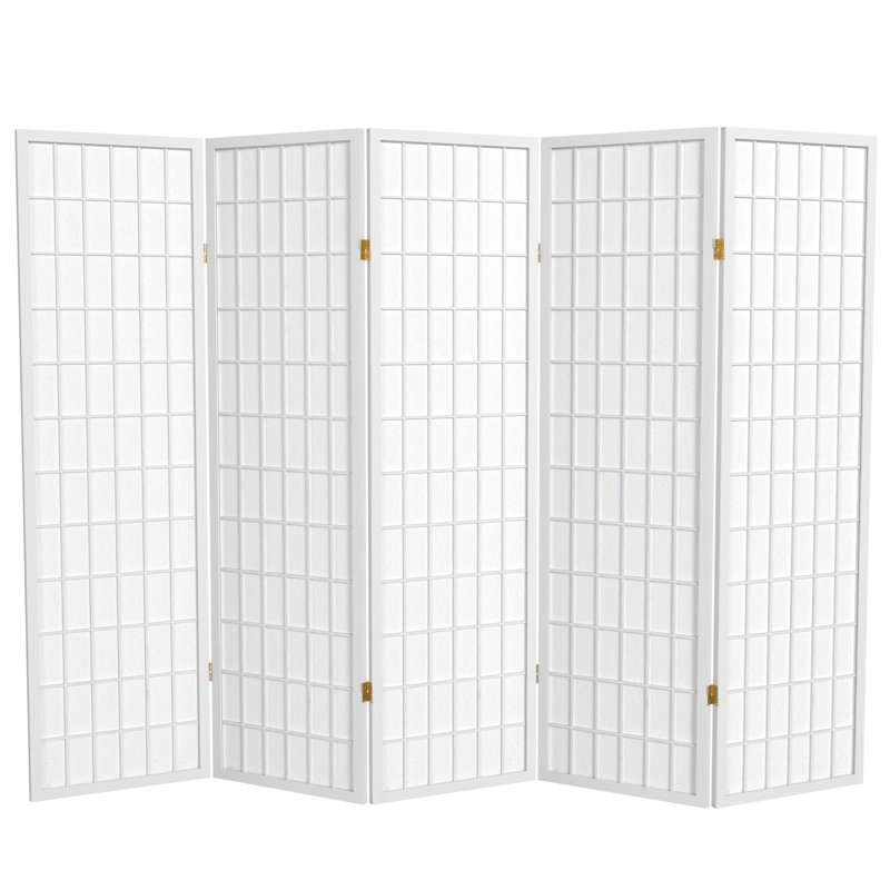Paravent haut pliable 58,75 "Alex, Blanc, 5 panneaux