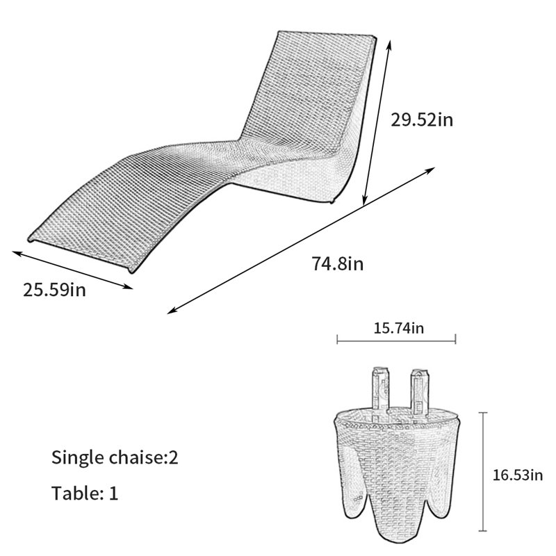 Chaise longue pour l'extérieur, 2, Brun