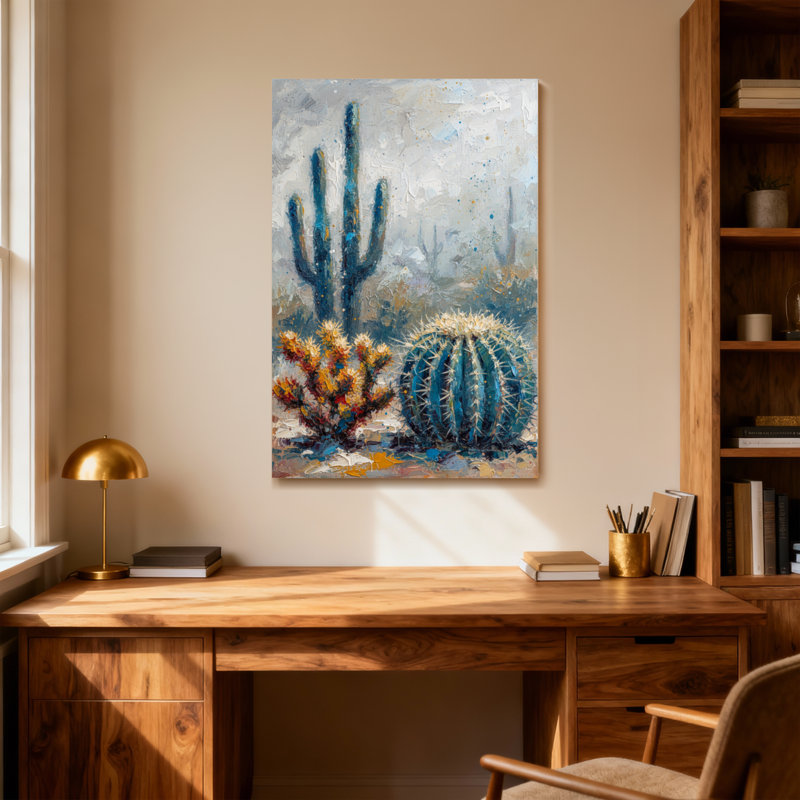 Plantes et fleurs, paysage de cactus du désert, reproduction d'art, H 24 po x l 16 po